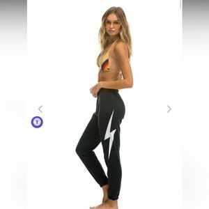 Aviator Nation Women’s Charcoal Lightning Bolt Sweatpants - NEW WITH TAGS